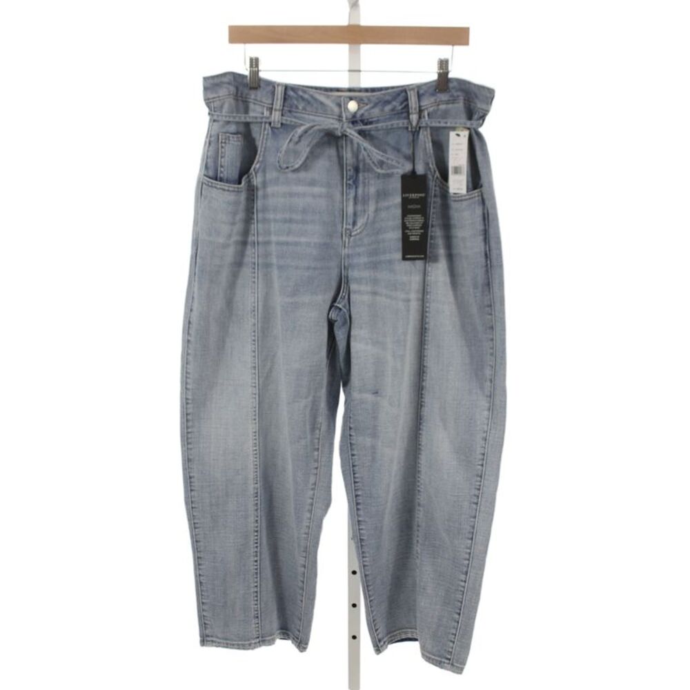 Liverpool Los Angeles Women Paperbag High Waist Blue Cotton Jeans Size 12